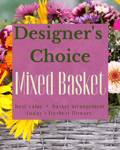 SEASONAL 1  Seasonal mixed fresh flower basket Designers Choice of spring colors