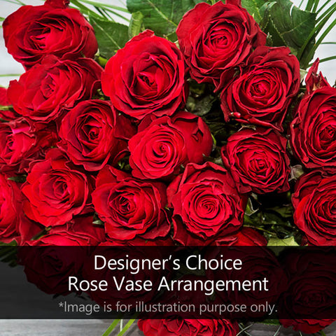 VAL8 Designers Choice Dozen Red Roses Vased